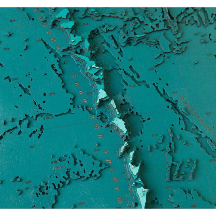 Map of the Northwestern Pacific Ocean made of wood, to order