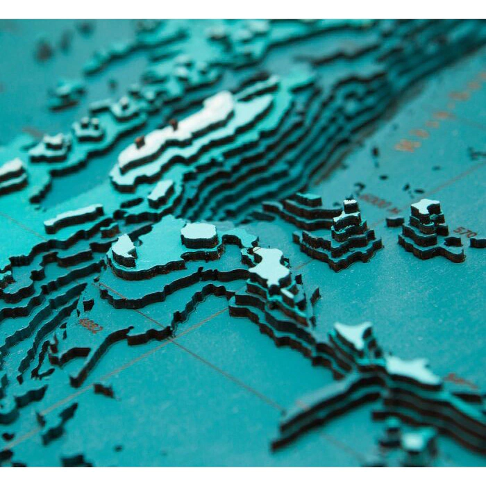 Map of the Northwestern Pacific Ocean made of wood, to order