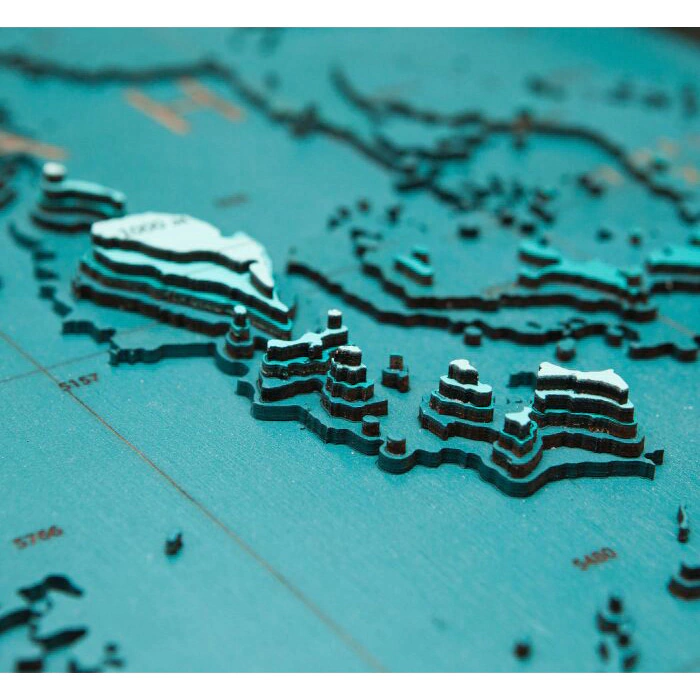 Map of the Northwestern Pacific Ocean made of wood, to order