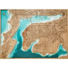 Карта бухты Золотой Рог (г.Владивосток) из дерева, на заказ Карта бухты Золотой Рог (г.Владивосток) из дерева, на заказ