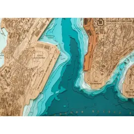 Карта бухты Золотой Рог (г.Владивосток) из дерева, на заказ Карта бухты Золотой Рог (г.Владивосток) из дерева, на заказ
