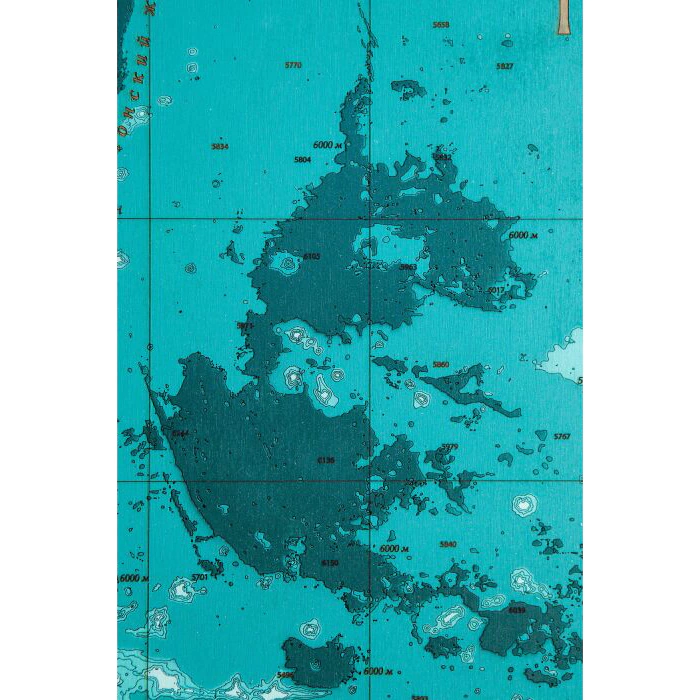 Magnetic map of the Northwestern Pacific Ocean made of wood, to order