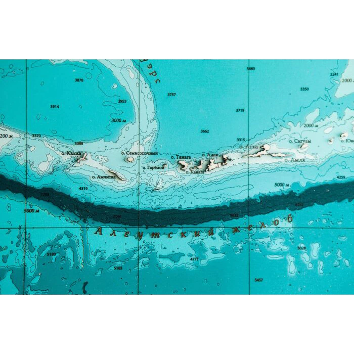 Magnetic map of the Northwestern Pacific Ocean made of wood, to order