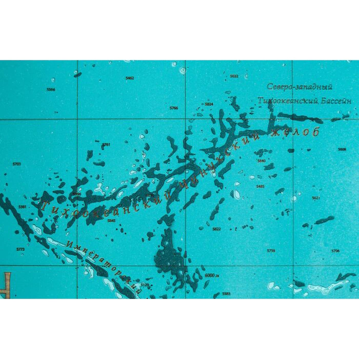Magnetic map of the Northwestern Pacific Ocean made of wood, to order