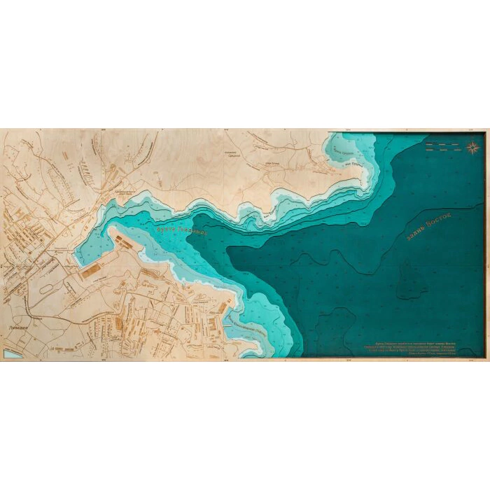 Map of Gaydamak Bay made of wood, to order