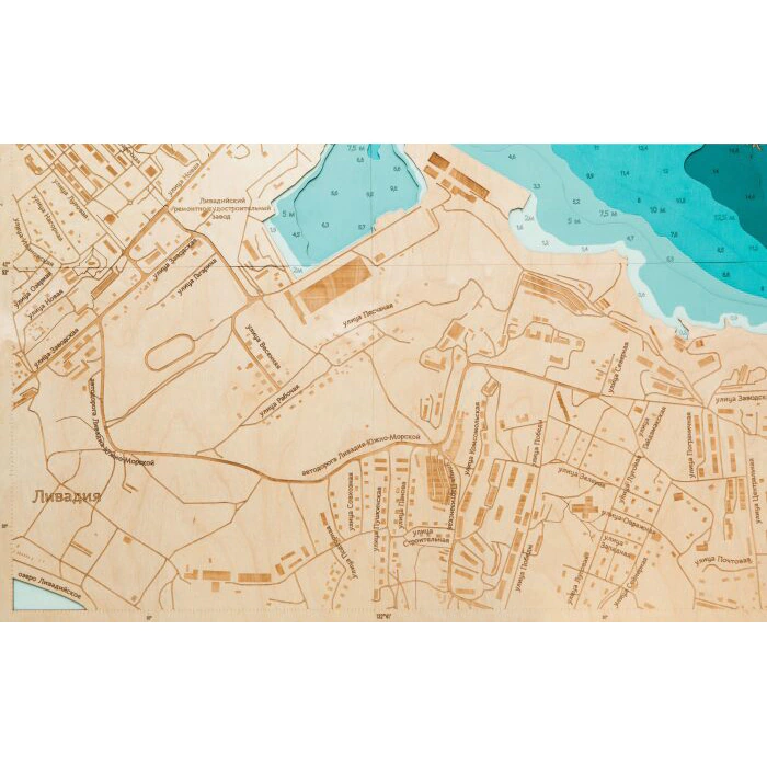 Map of Gaydamak Bay made of wood, to order
