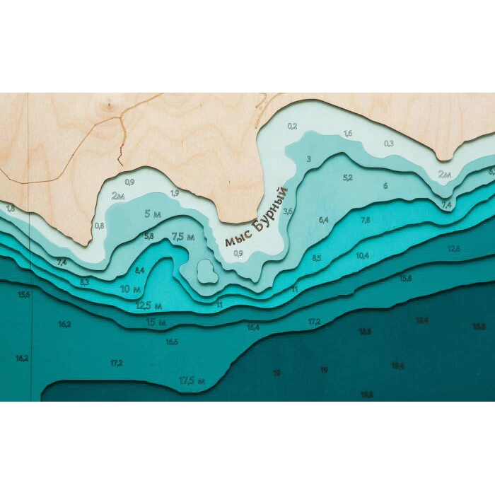 Map of Gaydamak Bay made of wood, to order