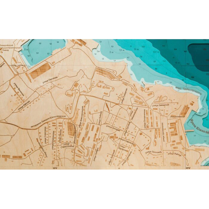 Map of Gaydamak Bay made of wood, to order