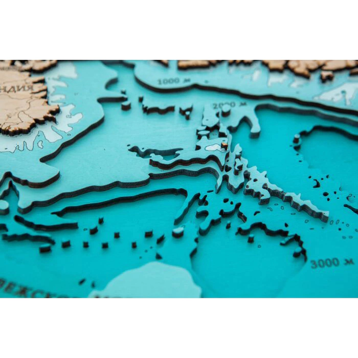 Map of Russia made of wood, polyptych, custom made