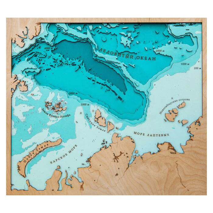 Map of Russia made of wood, polyptych, custom made