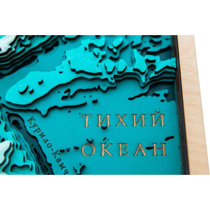 Map of Russia made of wood, polyptych, custom made