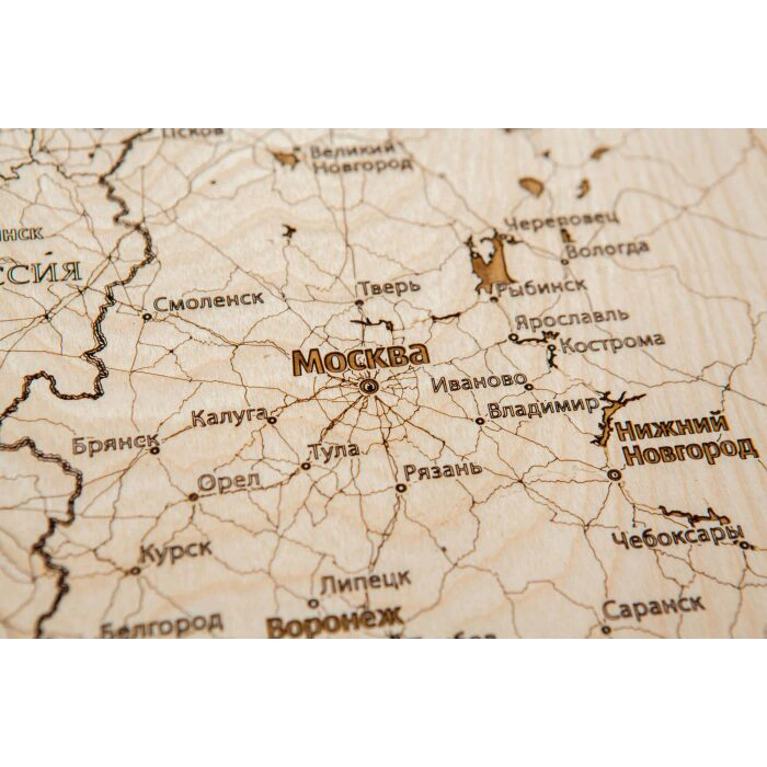 Map of Russia made of wood, polyptych, custom made