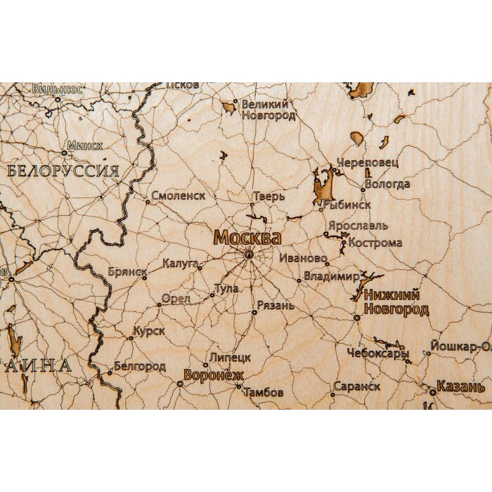 Map of Russia made of wood, polyptych, custom made