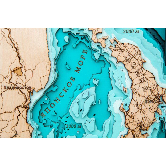 Map of Russia made of wood, polyptych, custom made