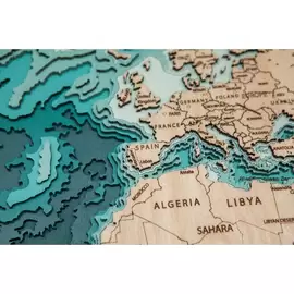 Карта мира из дерева на ангилйиском языке, большая, на заказ