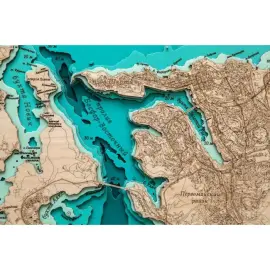 Карта острова залива Петра Великого из дерева, средняя, на заказ Карта острова залива Петра Великого из дерева, средняя, на заказ