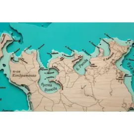 Карта острова залива Петра Великого из дерева, средняя, на заказ Карта острова залива Петра Великого из дерева, средняя, на заказ