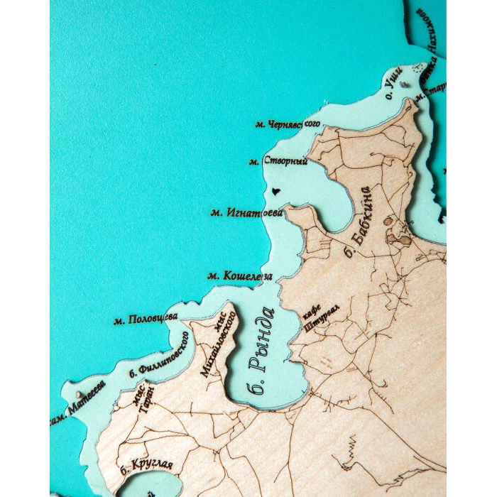 Peter the Great Bay Island map made of wood, medium, custom made
