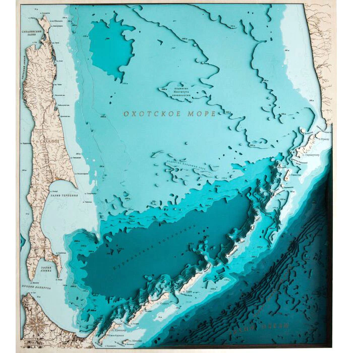 Sakhalin region map made of wood, large, custom-made