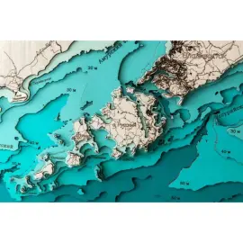 Карта южного побережья Приморского края из дерева, большая, на заказ Карта южного побережья Приморского края из дерева, большая, на заказ