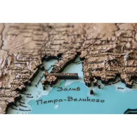 Карта Приморского края, земной рельеф, из дерева, на заказ Карта Приморского края, земной рельеф, из дерева, на заказ