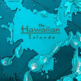 Map of the Hawaiian Islands made of wood, to order