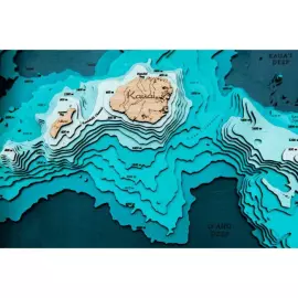 Map of the Hawaiian Islands made of wood, to order