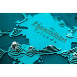 Map of the Hawaiian Islands made of wood, to order