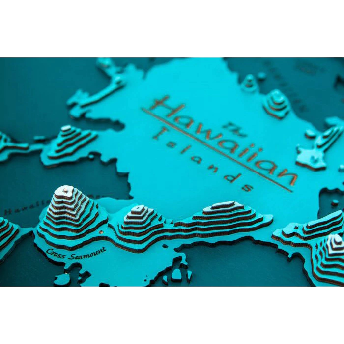 Map of the Hawaiian Islands made of wood, to order