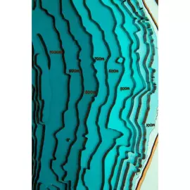 A map of the island of Bora Bora made of wood, to order