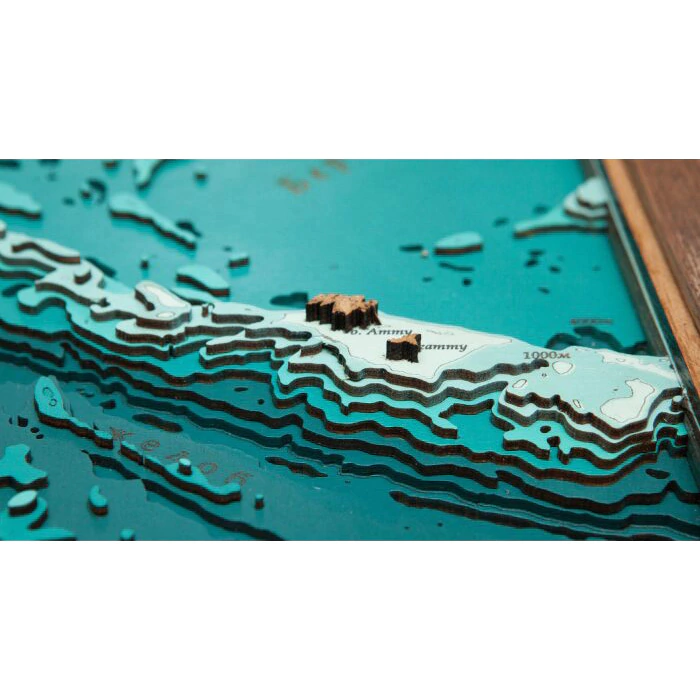 Map of the Kamchatka Territory, terrestrial relief, made of wood, to order