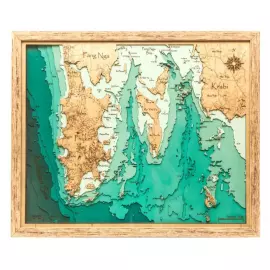 Phuket island map made of wood, to order