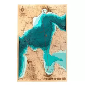 A map of the Tsugaru Strait made of wood, to order