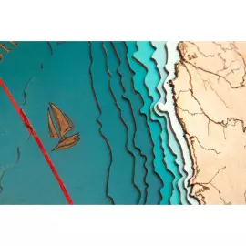 A map of the Tsugaru Strait made of wood, to order