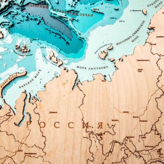 Карта России из дерева, большая, на заказ