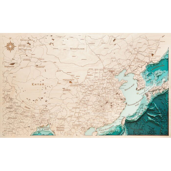 Map of China made of wood, to order