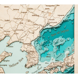 Map of China in English made of wood, to order