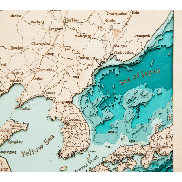 Map of China in English made of wood, to order