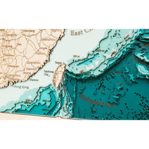 Map of China in English made of wood, to order