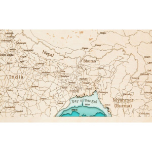 Map of China in English made of wood, to order