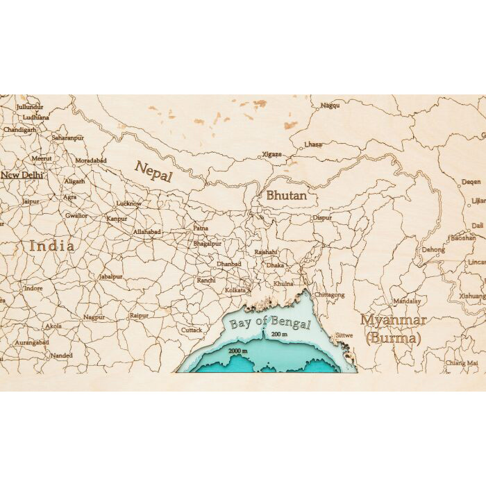 Map of China in English made of wood, to order