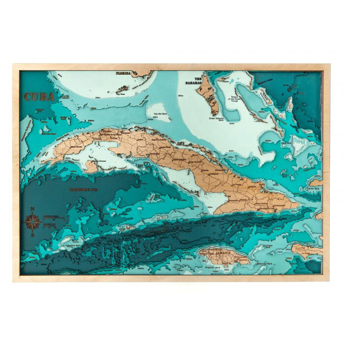 Map of the island of Cuba made of wood, to order