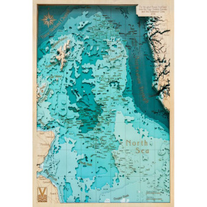 Map of the North Sea made of wood, to order