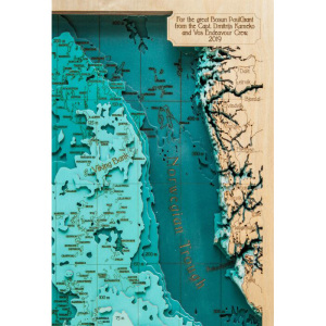 Map of the North Sea made of wood, to order