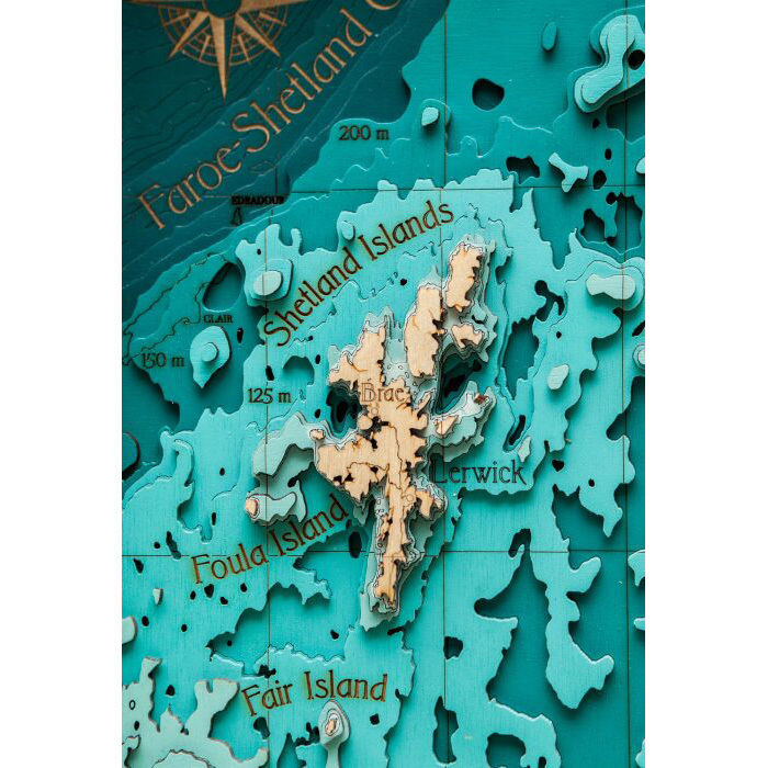 Map of the North Sea made of wood, to order