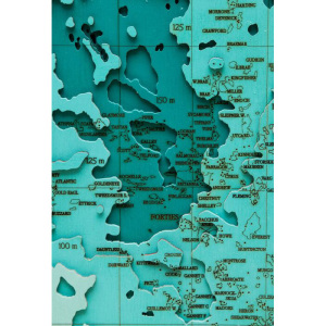 Map of the North Sea made of wood, to order