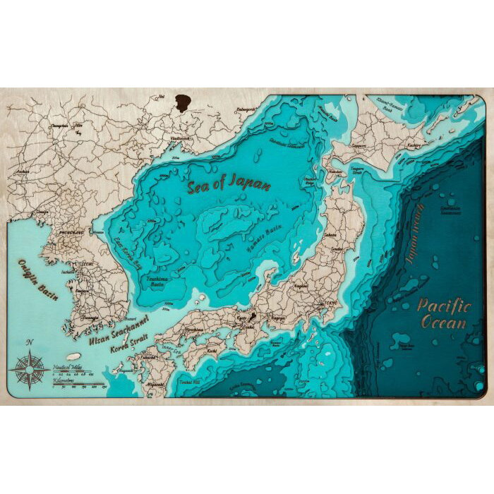 Map of Japan made of wood, large, custom-made