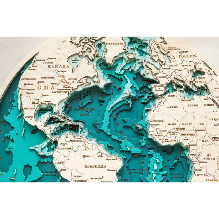 A map of America made of wood, to order