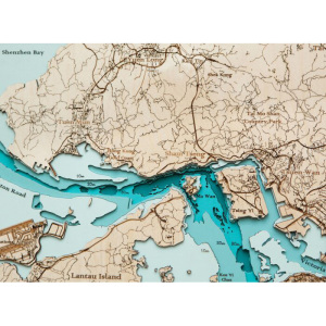 Карта Гонконга из дерева, на заказ