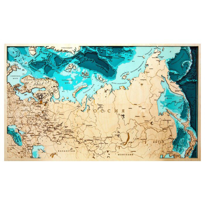 Map of Russia made of wood, to order